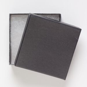 Box, paper and cotton, black, 3-1/2 x 3-1/2 x 1-inch square. Sold per pkg of 2.