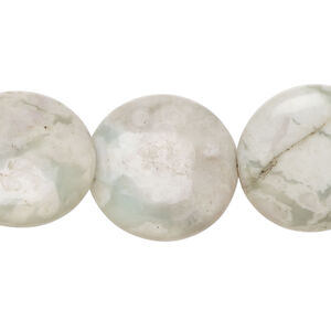 Peace "jade" 1pkg1, puffed flat round bead natural, 15 inch 20mm