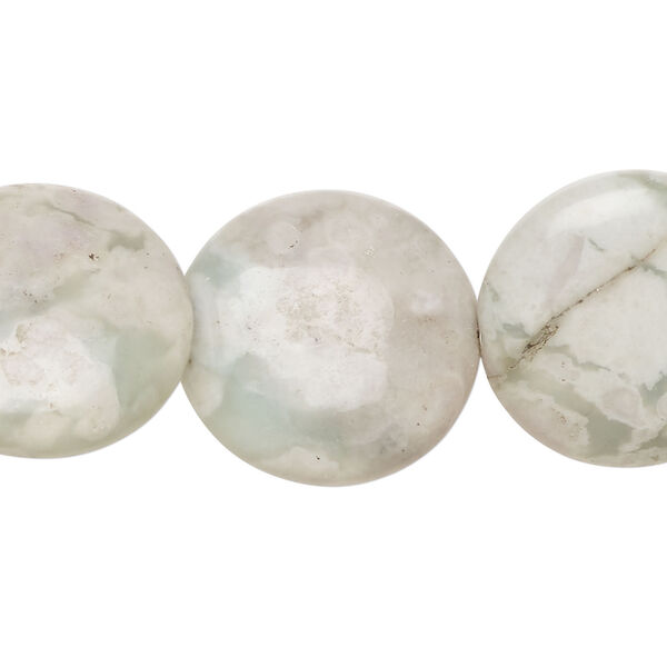 Peace "jade" 1pkg1, puffed flat round bead natural, 15 inch 20mm image number 0