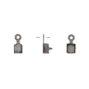 Connector, gunmetal-finished brass, 4.5x4.5mm, fits 4mm cupchain. Sold per pkg of 50.