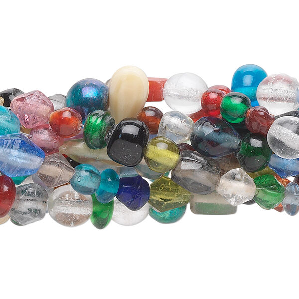 Bead mix, glass, opaque to transparent mixed colors, 3-6mm mixed shapes. Sold per pkg of (10) 15-1/2" to 16" strands. image number 0