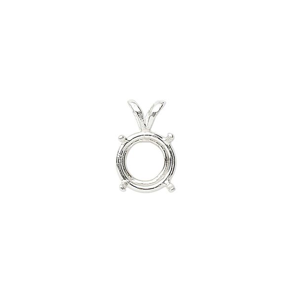 Pendant, Sure-Set™, sterling silver, 10mm pre-notched 4-prong round basket setting. Sold individually. image number 0