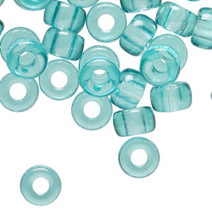 Bead 1pkg60 Czech pressed glass, light aqua, 9x6mm crow.