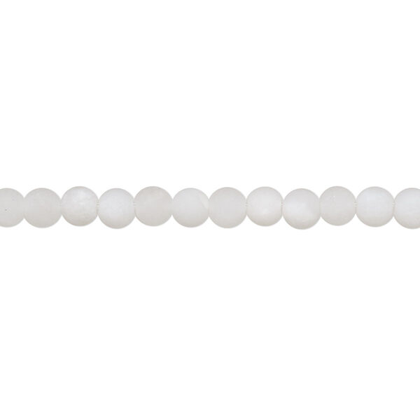 Bead, snow quartz (natural), matte, 4mm round, B grade, Mohs hardness 7. Sold per 8-inch strand, approximately 50 beads. image number 0