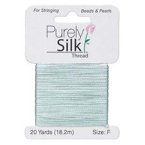 Thread, Purely Silk™, pale green, size F. Sold per 20-yard card.