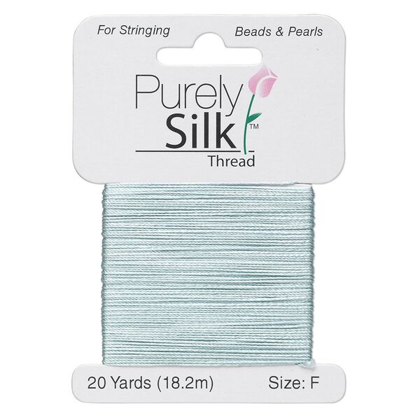 Thread, Purely Silk™, pale green, size F. Sold per 20-yard card. image number 0