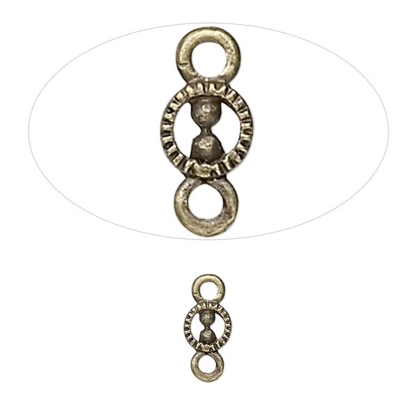 Link, antique brass-plated "pewter" (zinc-based alloy), 5x4mm round. Sold per pkg of 100. image number 0