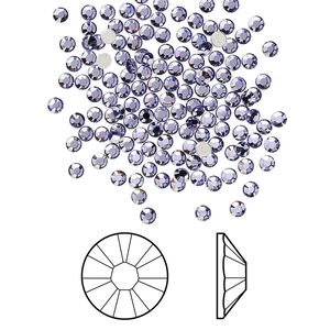 Flat back 144pk tanzanite foil back, Crystal Passions® 2.1-2.3mm rose round SS7 2058