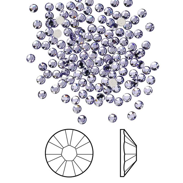 Flat back 144pk tanzanite foil back, Crystal Passions® 2.1-2.3mm rose round SS7 2058 image number 0