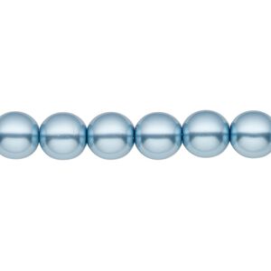 Bead, Czech pearl-coated glass druk, opaque sky blue, 8mm round. Sold per 15-1/2" to 16" strand.