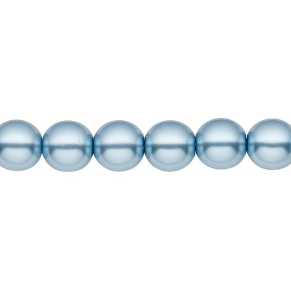 Bead, Czech pearl-coated glass druk, opaque sky blue, 8mm round. Sold per 15-1/2" to 16" strand. image number 0