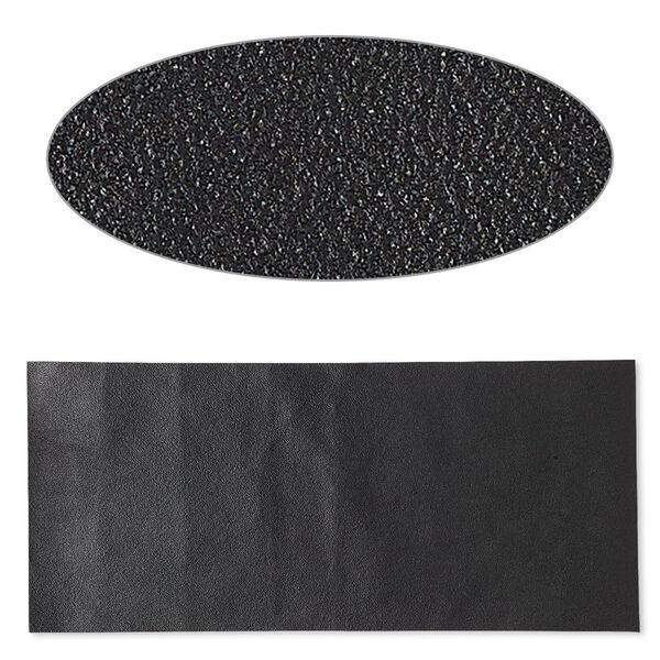 Sheet, leather, black, 9x4-inch rectangle, 0.7-0.8mm thick. Sold individually. image number 0
