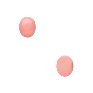 Cabochon, bamboo coral (dyed), pink, 10x8mm calibrated oval, Mohs hardness 3-1/2 to 4. Sold per pkg of 2.