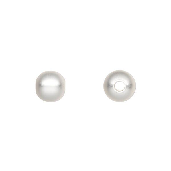 Bead, silver-plated brass with satin finish, 8mm round. Sold per pkg of 10. image number 0