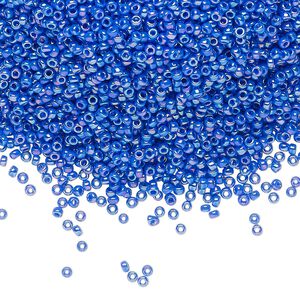 Seed bead, Miyuki, glass, pkg/250g, #15 rocaille, opaque rainbow cyan blue, (RR-483D).