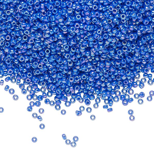 Seed bead, Miyuki, glass, pkg/250g, #15 rocaille, opaque rainbow cyan blue, (RR-483D). image number 0