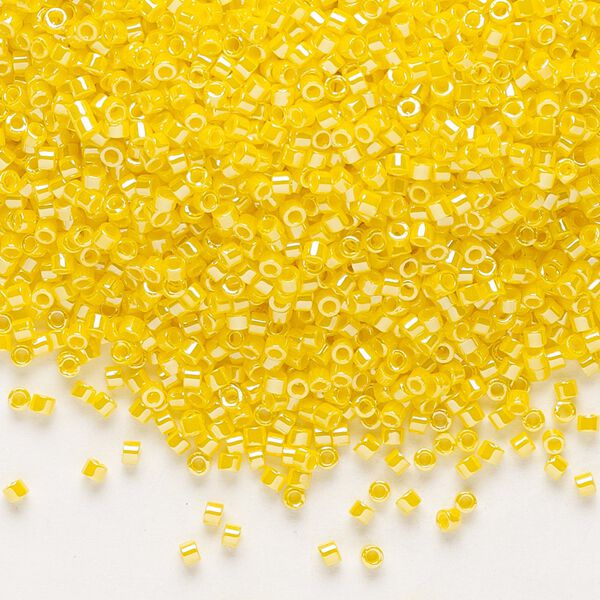 Seed bead, Delica®, glass, pkg/250g, #11 round, opaque luster canary (DB-1562). image number 0
