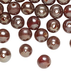Bead, luster glass, opaque light plum, 10mm round. Sold per 2-ounce pkg, approximately 65 beads.
