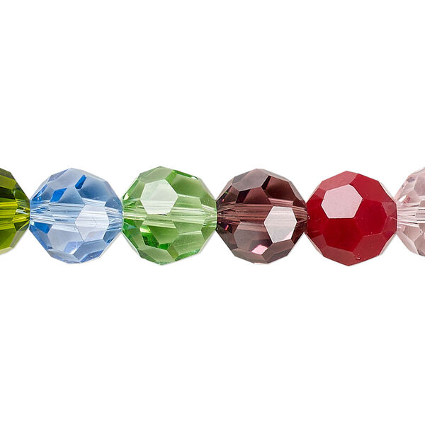 Bead 1pk 32 facets opaque to transparent mixed colors, Celestial Crystal® 10mm round 15.5-16 inch image number 0