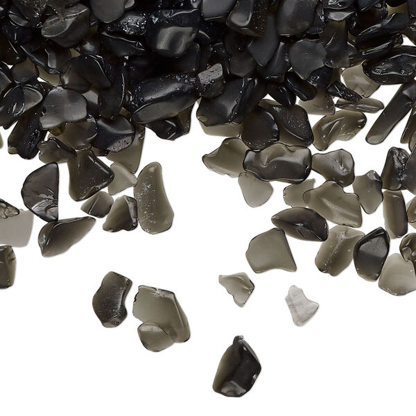 Inlay chip, black obsidian (natural), mini undrilled chip, Mohs hardness 5 to 5-1/2. Sold per 1-pound pkg. image number 0