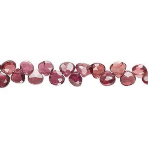 Rhodolite garnet 1pkg1, hand-cut top-drilled faceted puffed teardrop bead natural 8 inch 4-5mm