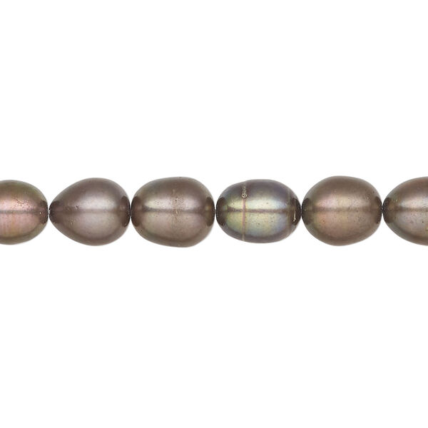 Freshwater pearl 1pkg1 rice, 15.5-16 inch light copper peacock 7-8mm cultured image number 0