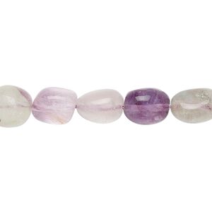 Rainbow fluorite 1pkg1, pebble bead natural 15 inch medium to large