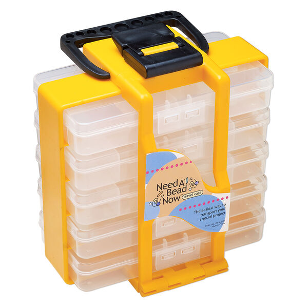 Organizer, Need A Bead Now™, black and yellow, 8 x 7 x 4-1/2 inches, 22 compartments. Sold individually. image number 1