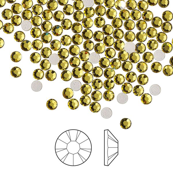 Flat back 144pk acid yellow foil back, Preciosa MAXIMA Czech crystal hotfix rhinestone 2.7-2.9mm chaton rose round SS10 image number 0