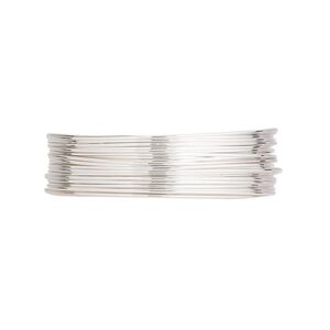 Wire, Argentium® silver, full-hard, round, 24 gauge. Sold per pkg of 5 feet.