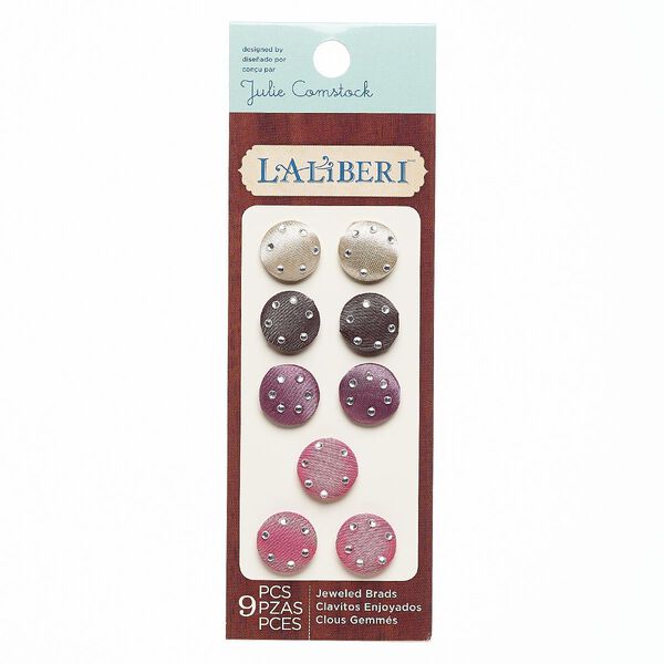 Brad, Laliberi™, steel / satin / acrylic, assorted colors, 16mm round. Sold per pkg of 9. image number 0