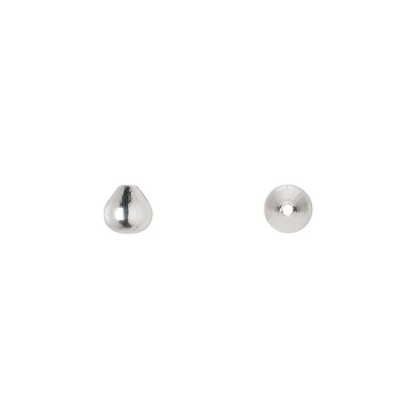 Bead, silver-plated brass, 5mm teardrop. Sold per pkg of 100. image number 0