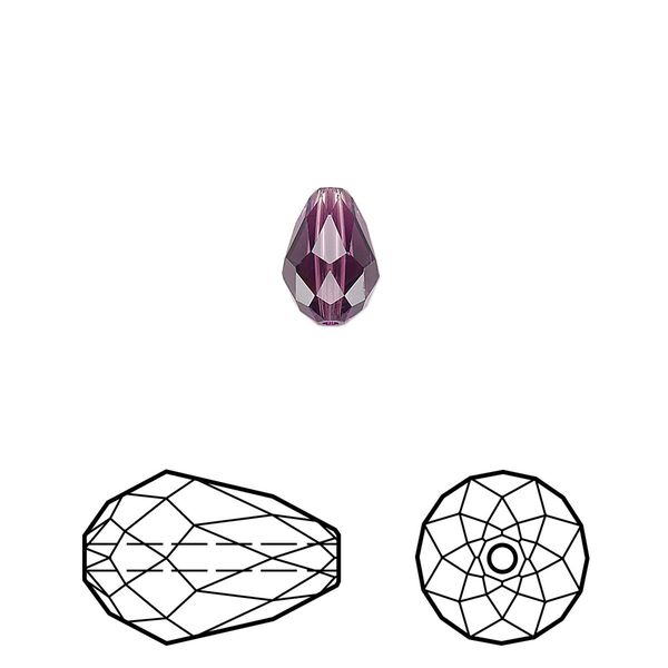 Bead 4pk amethyst, Crystal Passions® 9x6mm teardrop 5500 image number 0