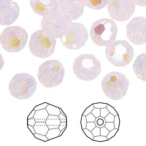 Bead 144pk rose water opal shimmer, Crystal Passions® 8mm round 5000