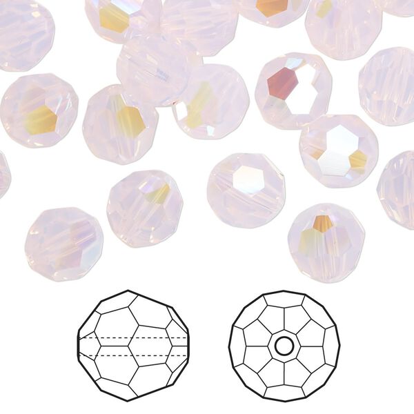 Bead 144pk rose water opal shimmer, Crystal Passions® 8mm round 5000 image number 0
