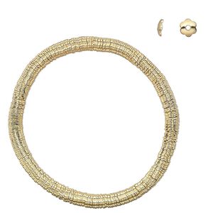 Bead cap, gold-plated steel, 5x1.5mm flower, fits 6-8mm bead. Sold per 6-1/2 inch strand, approximately 300 bead caps.