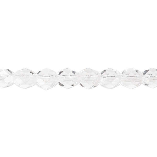 Bead, Czech fire-polished glass, transparent clear, 6mm faceted round. Sold per pkg of 1,200 (1 mass). image number 0