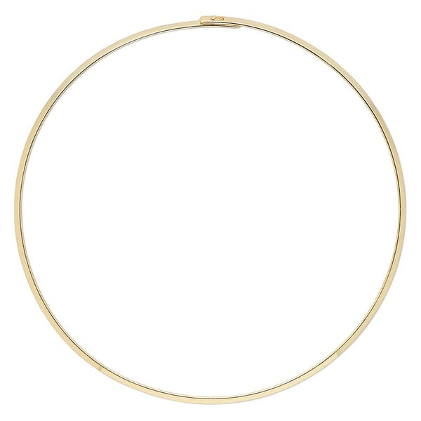 Neckwire, rigid, gold-plated brass, 3mm smooth flat, 16 inches with locking ends. Sold individually. image number 0