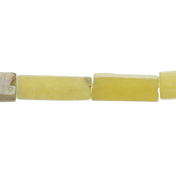 Bead, olive new "jade" (serpentine) (natural), 15x5mm-17x6mm square tube, D grade, Mohs hardness 2-1/2 to 6. Sold per 15" to 16" strand. image number 0