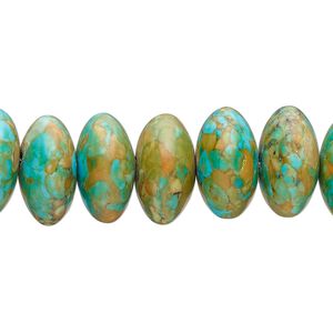 Mosaic "turquoise" (magnesite) 1pkg1, rondelle bead 15.5-16 inch 12x6mm-14x8mm
