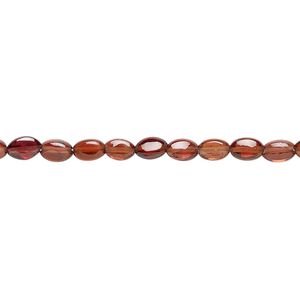 Garnet 1pkg1, hand-cut flat oval bead natural, 8 inch 5x3mm