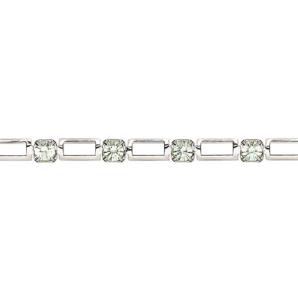 Cupchain, VINTAGE Crystal™, imitation rhodium-plated brass and crystal, chrysolite, 3.3mm open rectangle. Sold per pkg of 1 meter. image number 0