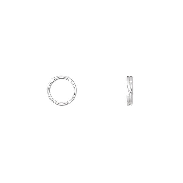 Split ring, sterling silver, 7mm round, 0.06-inches thick. Sold per pkg of 10. image number 0