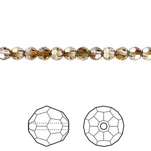 Bead 144pk crystal mahogany, Crystal Passions® 4mm round 5000