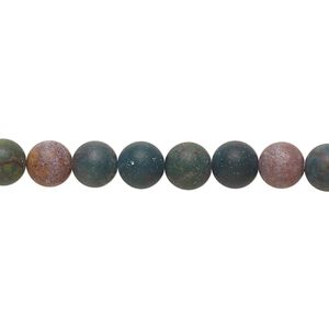 Indian bloodstone 1pkg1, matte round bead natural 8 inch 6mm