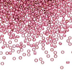 Seed bead, TOHO BEADS®, glass, pkg/7.5g, #11 round, opaque galvanized matte pink lilac (TR-11-PF553F).