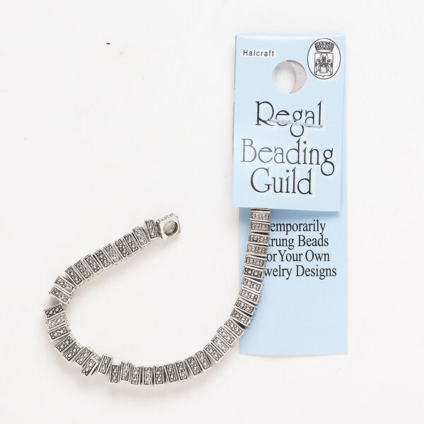 "Pewter" (zinc-based alloy) / enamel 1pkg46, textured square rondelle bead antique silver-finish 5x2mm-5x3mm image number 0