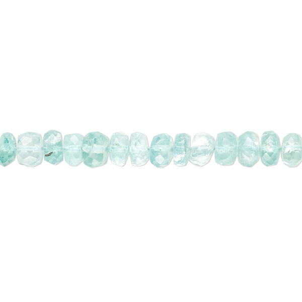 Bead, apatite (natural), 5x2mm-6x4mm hand-cut faceted rondelle, B grade, Mohs hardness 5. Sold per 13-inch strand, approximately 120 beads. image number 0