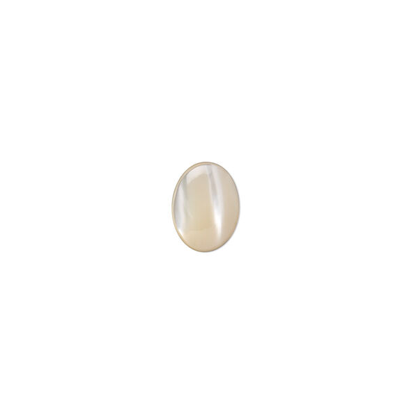 Cabochon, mother-of-pearl shell (natural), 8x6mm calibrated oval, Mohs hardness 3-1/2. Sold per pkg of 4. image number 0