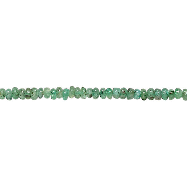 Bead, emerald (natural), 2x1mm-3x2mm hand-cut rondelle, C- grade, Mohs hardness 7-1/2 to 8. Sold per 7-inch strand. image number 0